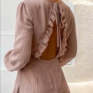 Pink Open Back Ruffle Dress